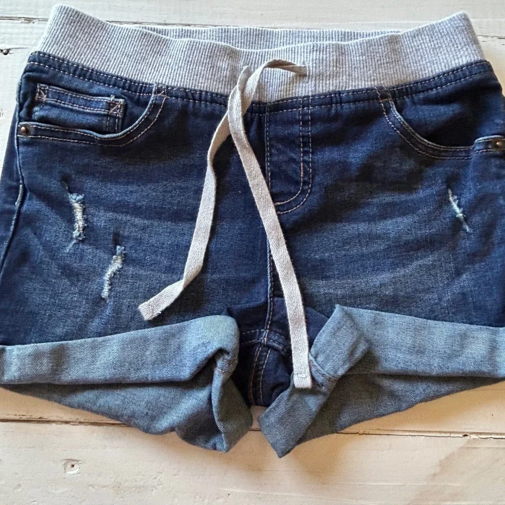 Justice Girls Denim Shorts Bundle Size 12/12Slim Embroidered /Distressed 4Pack